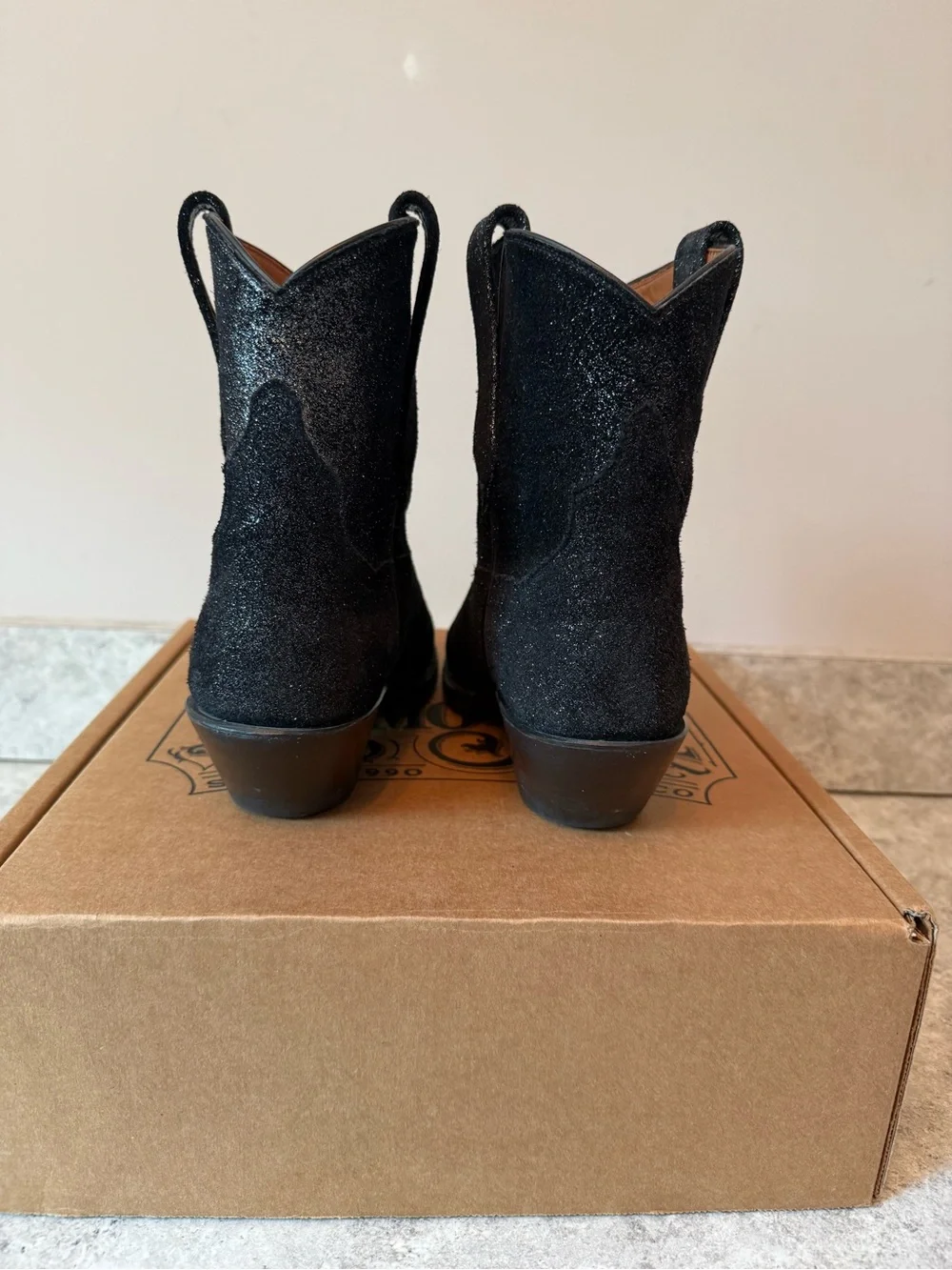 Kemo Sabe Grit Black Sparkle Lizzy Short Cowboy Boot